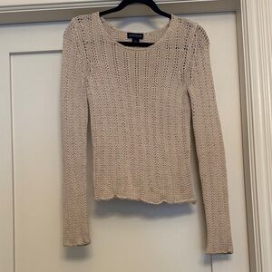 Ann Taylor Vintage Silk Beige Knit Long Sleeve Top